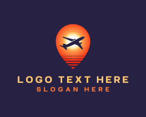 Location Pin - Travel Plane Sunset logo design