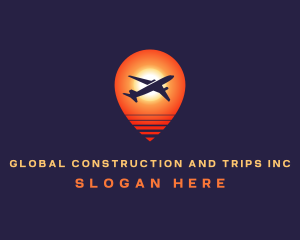 Travel Plane Sunset logo design