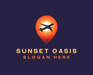 Travel Plane Sunset logo design