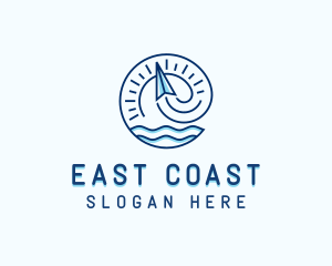 Plane Ocean Travel Letter E logo design