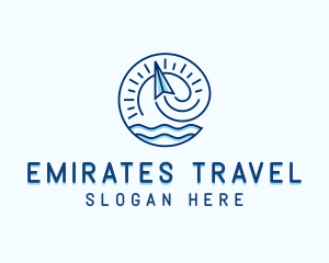 Plane Ocean Travel Letter E logo design