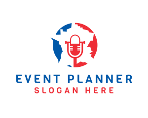 Podcast - France Microphone Broadcast logo design