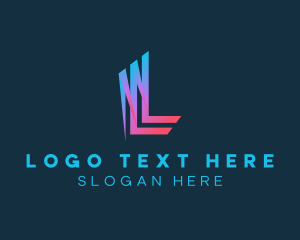 Telecom - 3D Gradient Letter L logo design