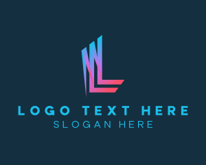 Virtual Reality - 3D Gradient Letter L logo design