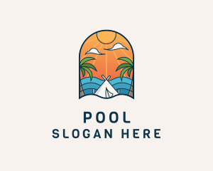Palm Tree - Island Tourist Vacation logo design