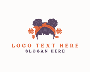 Hairstyle - Floral Woman Hair Ribbon logo design