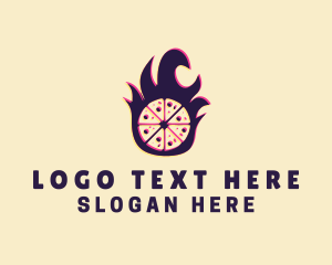 Glitch Pizza Flame logo design