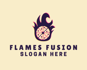 Glitch Pizza Flame logo design