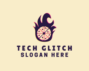 Glitch Pizza Flame logo design