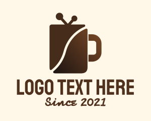 Caffeine - Brown Drinking Mug logo design