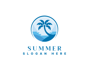 Palm Tree Beach logo design