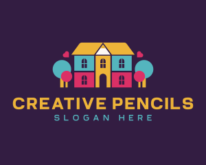 Kids Preschool Pencil logo design