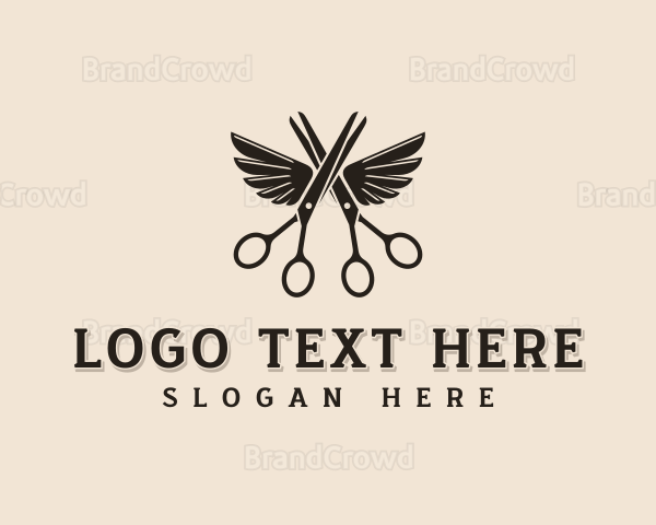 Hairdresser Scissors Wings Logo