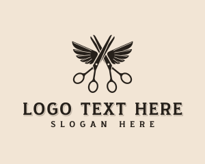 Grooming - Hairdresser Scissors Wings logo design