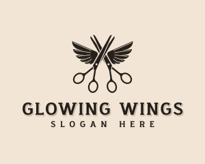 Hairdresser Scissors Wings logo design