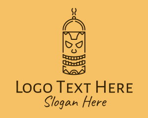 Tribal - Totem Pole Cooking Outline logo design