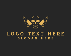 Halloween - Gothic Skull Wings logo design