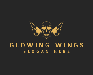 Gothic Skull Wings logo design