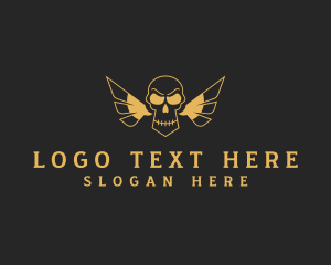 Grungy - Gothic Skull Wings logo design