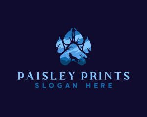 Howling Wolf Paw Print logo design