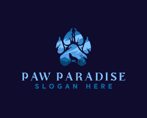 Howling Wolf Paw Print logo design