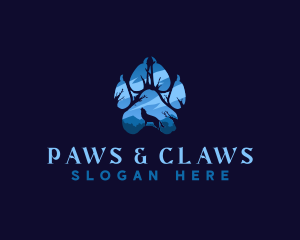 Howling Wolf Paw Print logo design