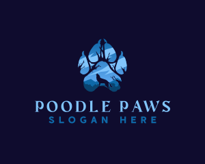 Howling Wolf Paw Print logo design