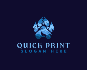 Howling Wolf Paw Print logo design