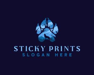 Howling Wolf Paw Print logo design