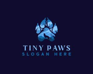 Howling Wolf Paw Print logo design