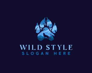 Howling Wolf Paw Print logo design