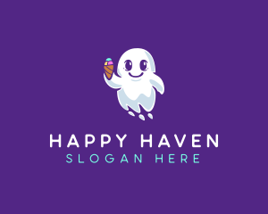 Friendly - Ghost Floating Ice Cream logo design