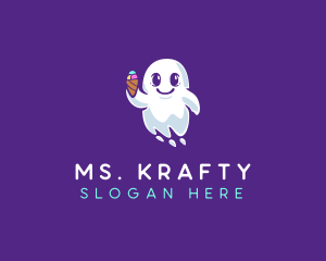 Spooky - Ghost Floating Ice Cream logo design