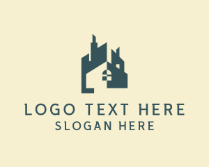 Real Estate - Geometric City Structure logo design