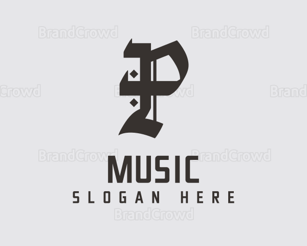 Gothic Calligraphy Letter P Logo