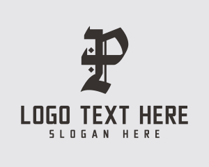 Record Label - Gothic Calligraphy Letter P logo design