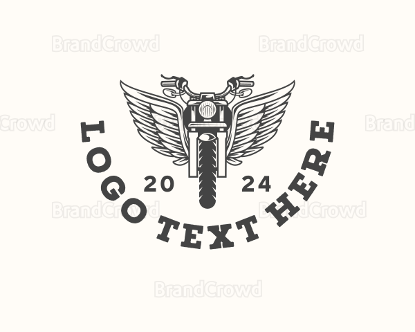 Motorcycle Rider Wings Logo