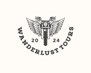 Motorcycle Rider Wings logo design