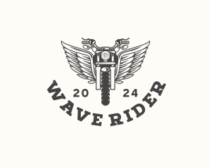 Motorcycle Rider Wings logo design