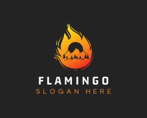 Burning - Flame Mountain Climbing logo design