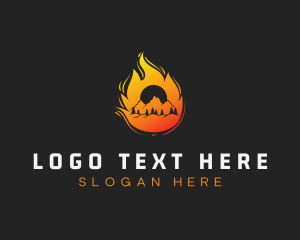 Heating - Flame Mountain Climbing logo design