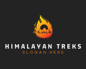 Flame Mountain Climbing logo design