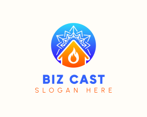 Hot - Snowflake Flame House logo design