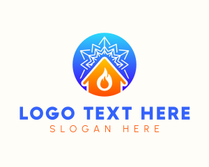 Heating - Snowflake Flame House logo design
