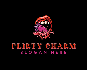 Flirt - Strawberry Sexy Lips logo design