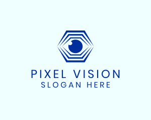 Hexagon Eye Optical Illusion logo design