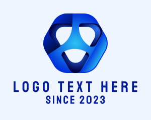Virtual - 3D Blue Abstract Hexagon Technology logo design