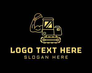 Company - Gold Excavator Muscle logo design