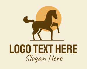 Farm Animal - Equine Horse Sun logo design