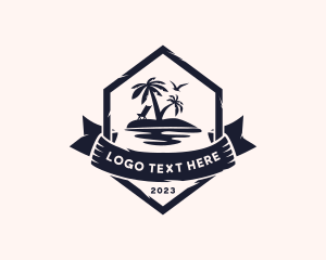 Coconut Tree - Summer Resort Vacation logo design